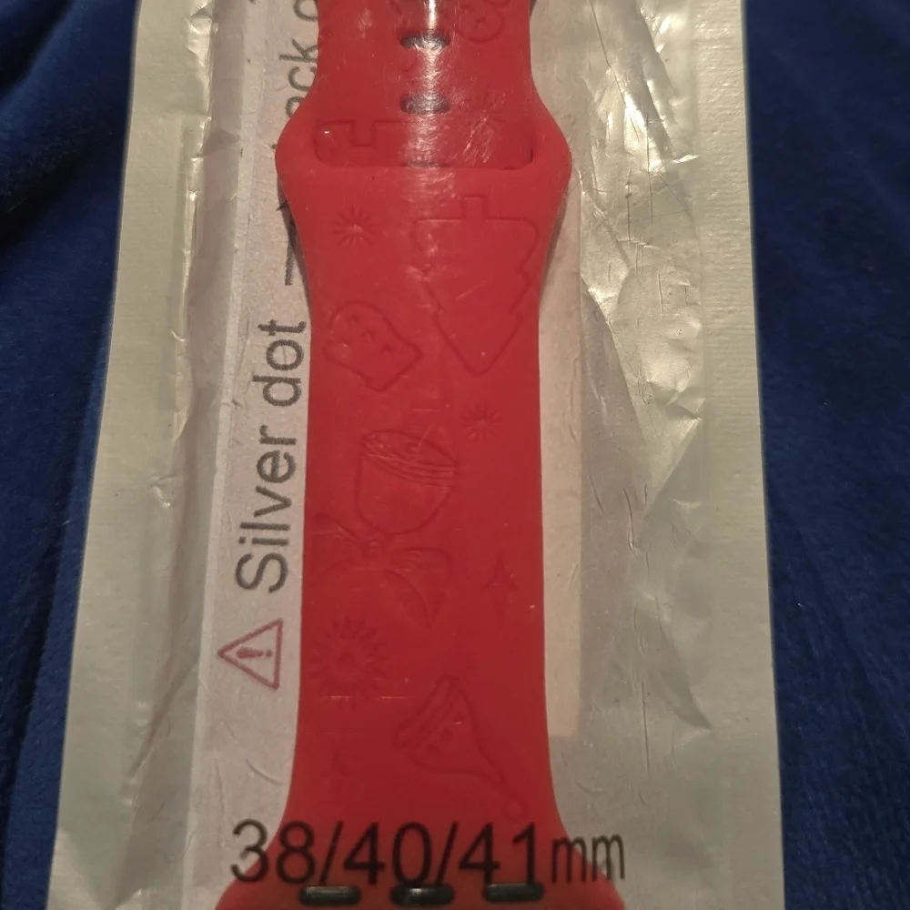 Red Silicone Christmas Watch Band 38/40/41mm